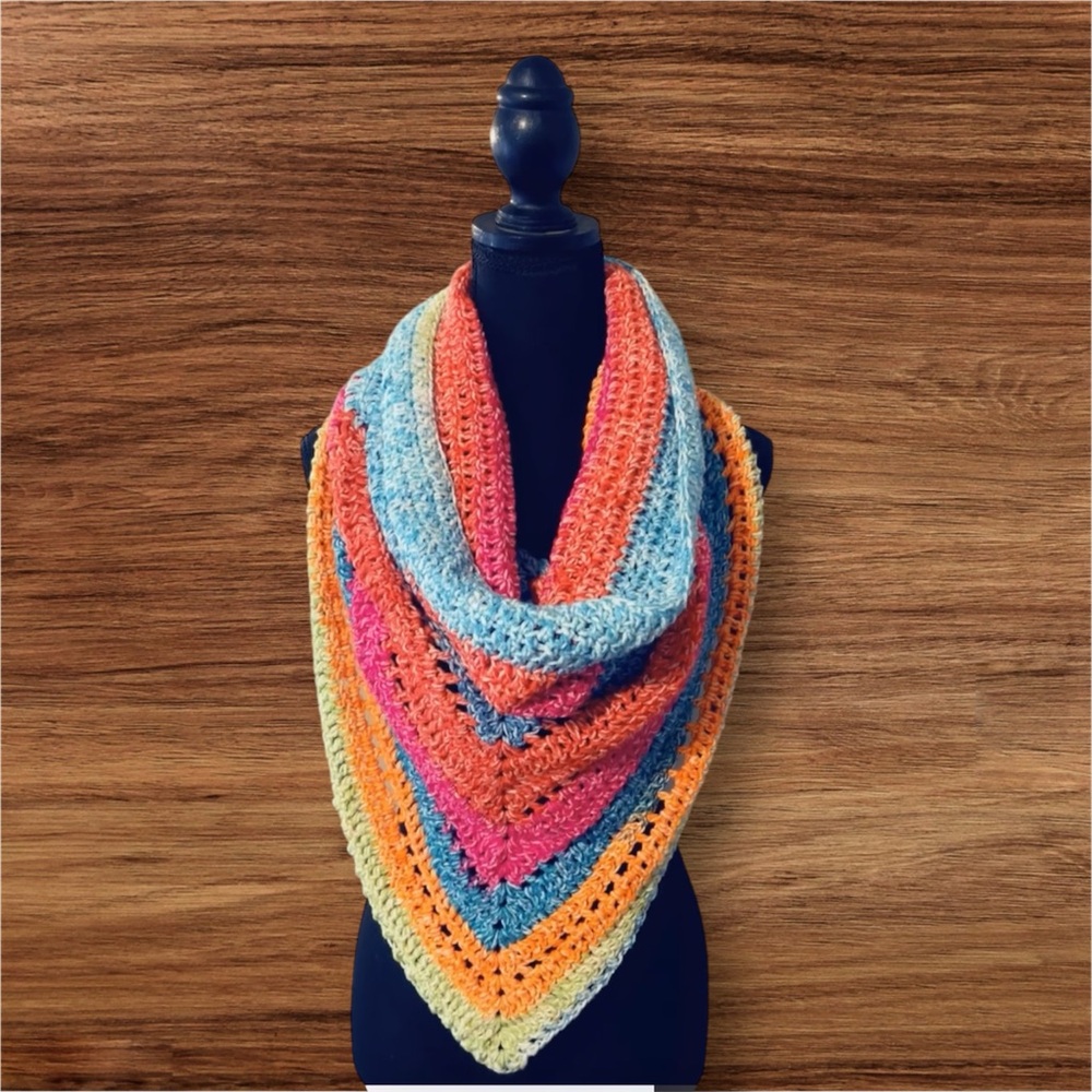 Multicolor Crochet Triangle Scarf